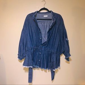 Frey Hem Cinched Denim Jacket